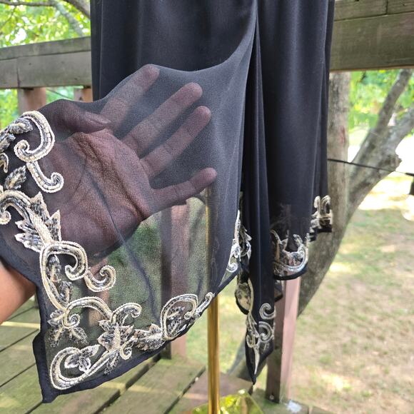 Vintage Y2K Whimsigoth Fairy Sheer Chiffon Beaded Asymmetrical Hem Dress 16 Hoco - Picture 4 of 12